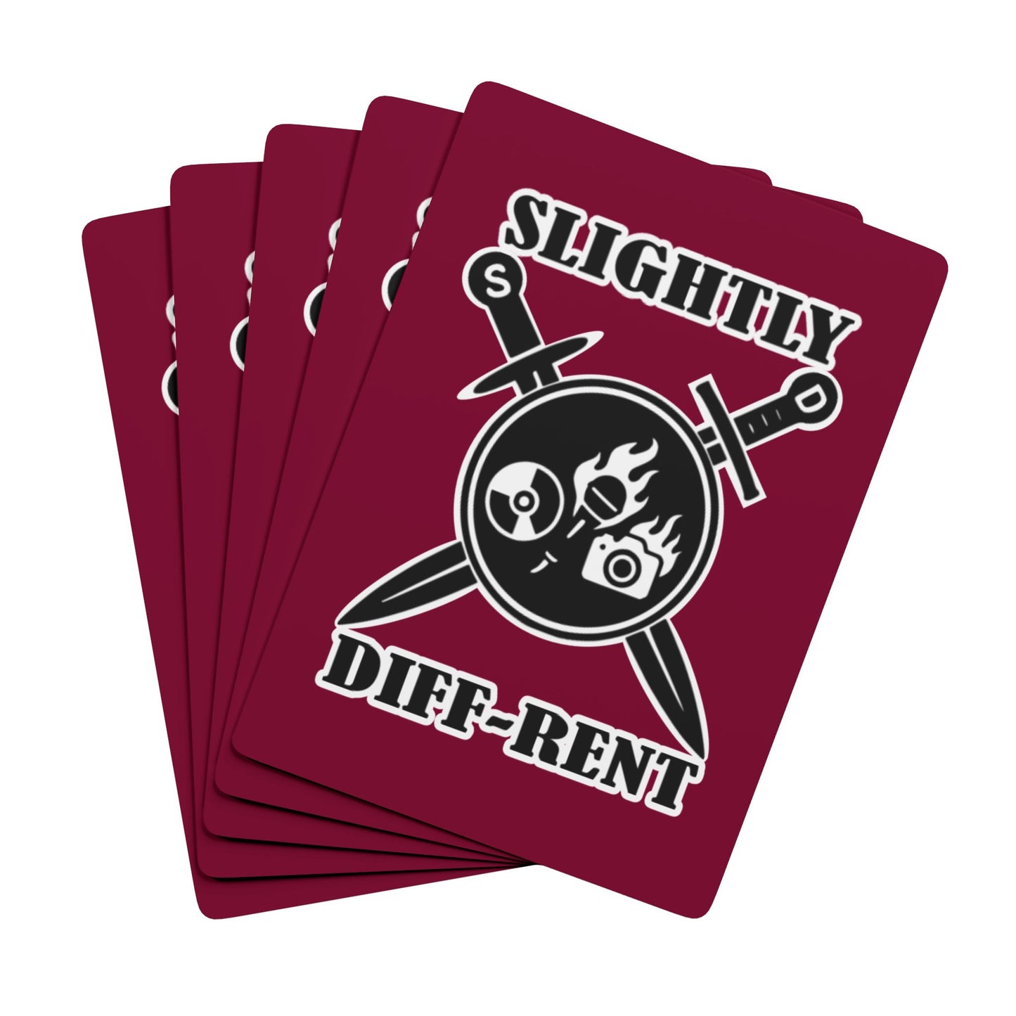 Slightly Diff-Rent Burgundy Poker Playing Cards Set