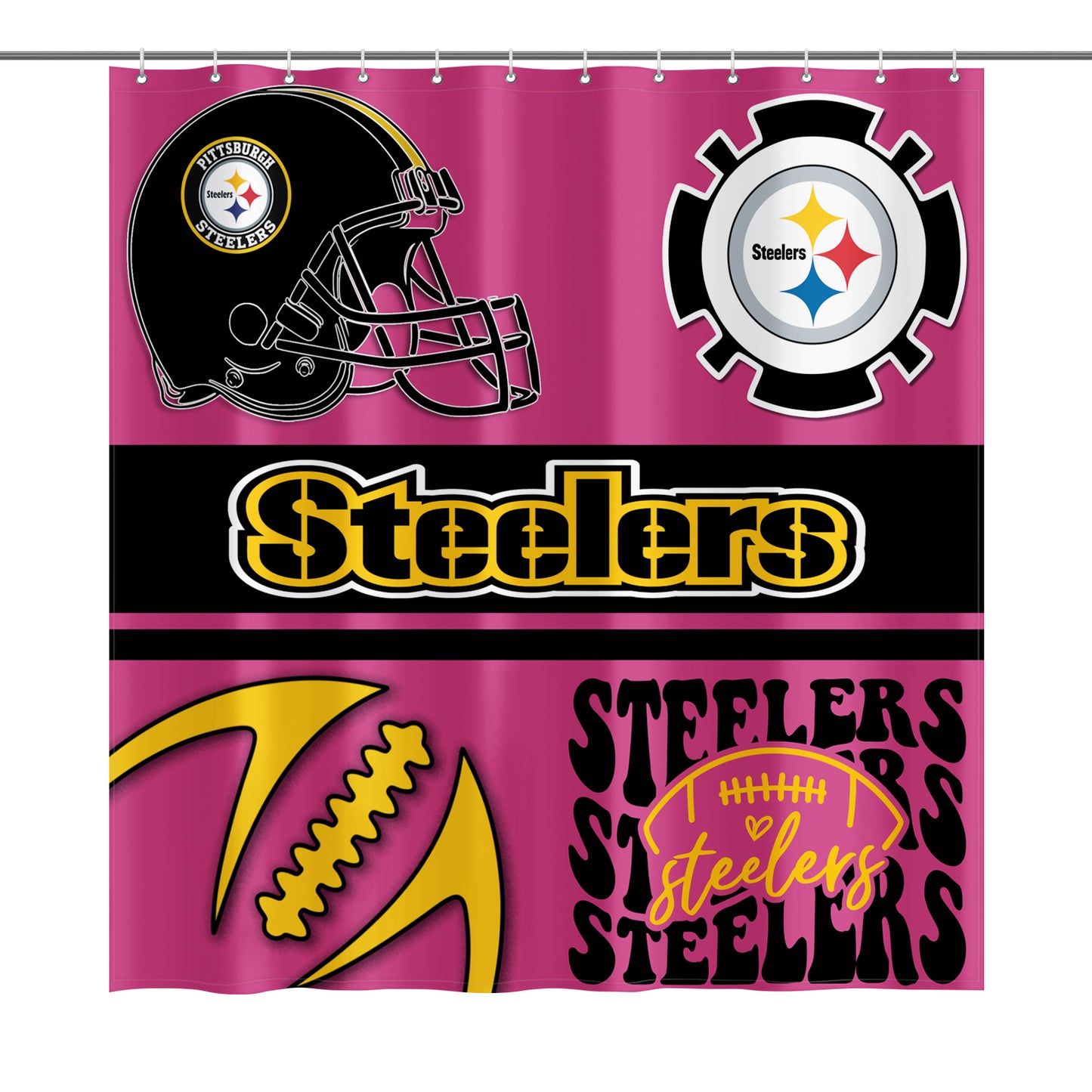 Steelers Inspired (Fuchsia) Shower Curtain 72"x72"