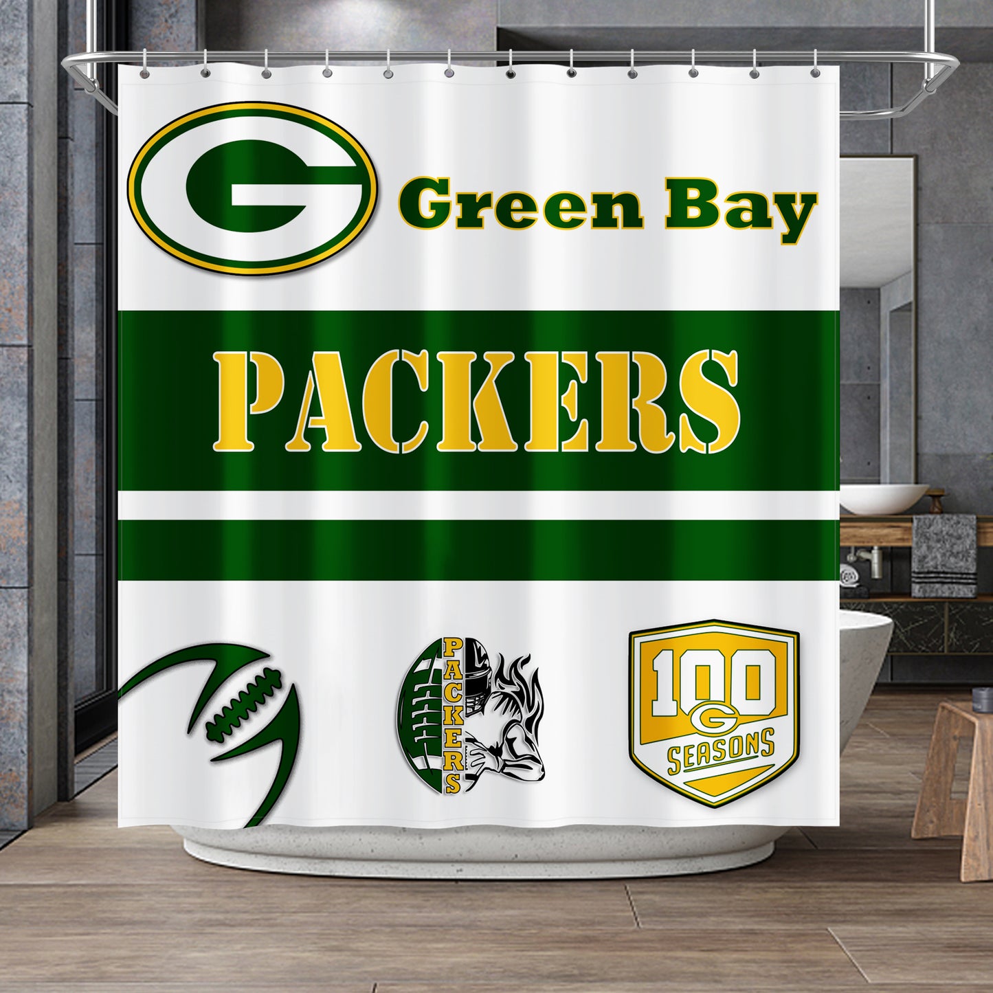 Packers Inspired Shower Curtain 72"x72"