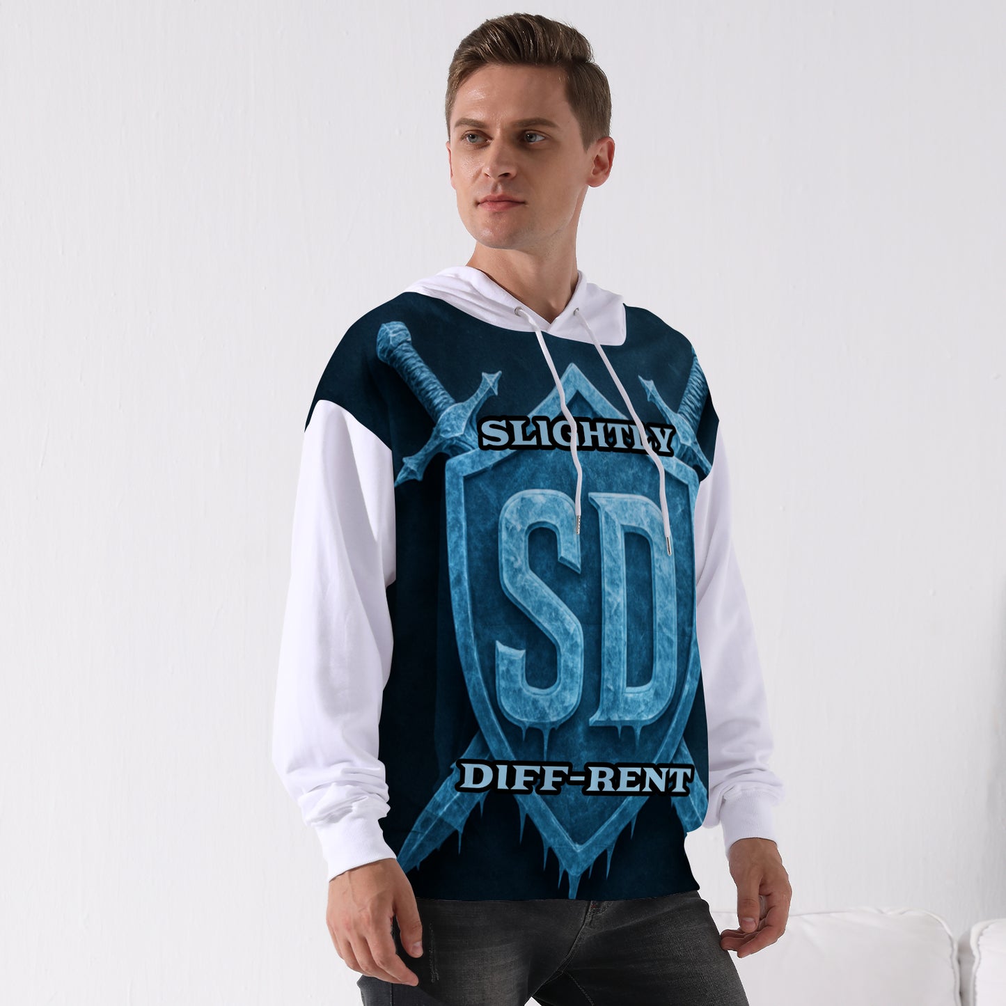 Slightly Diff-Rent Blue Glacier Hoodie (White)