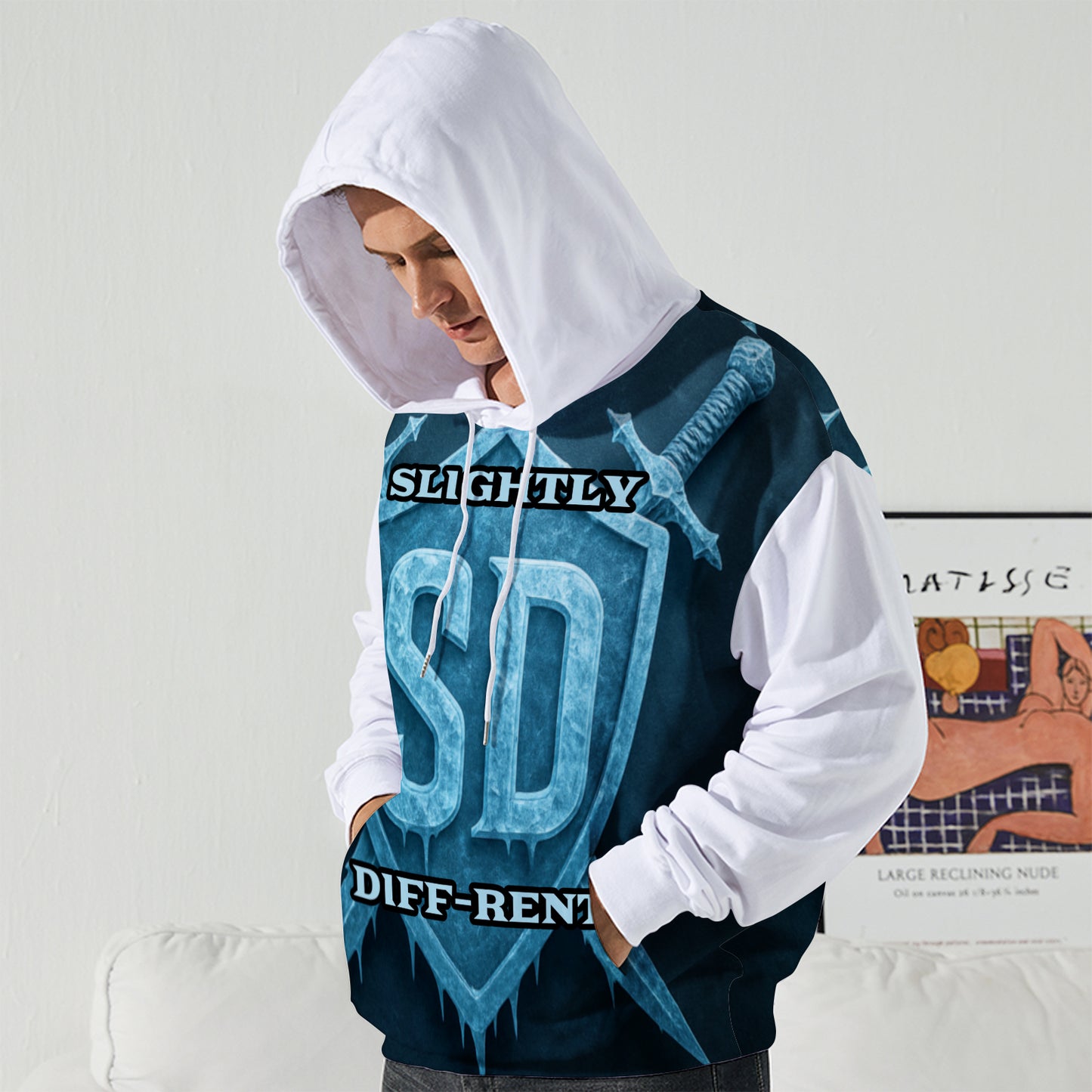 Slightly Diff-Rent Blue Glacier Hoodie (White)