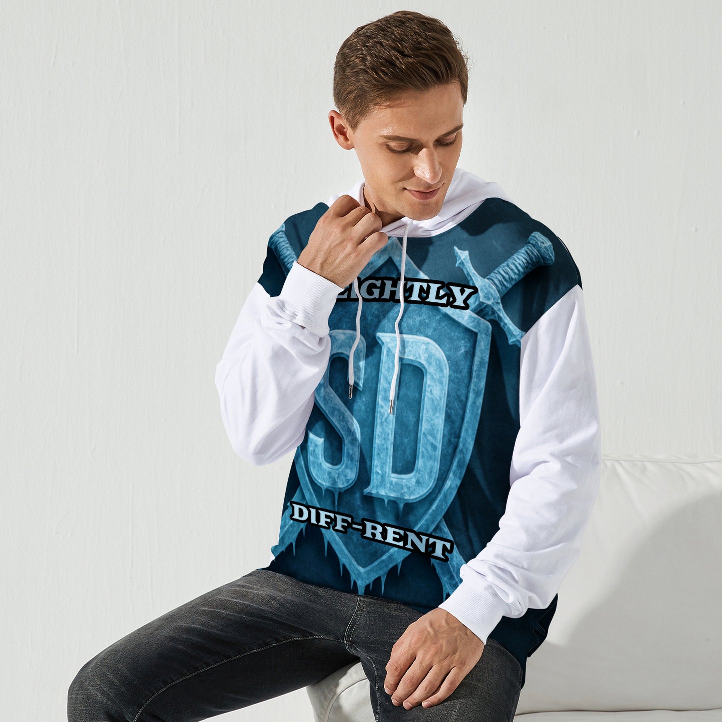 Slightly Diff-Rent Blue Glacier Hoodie (White)