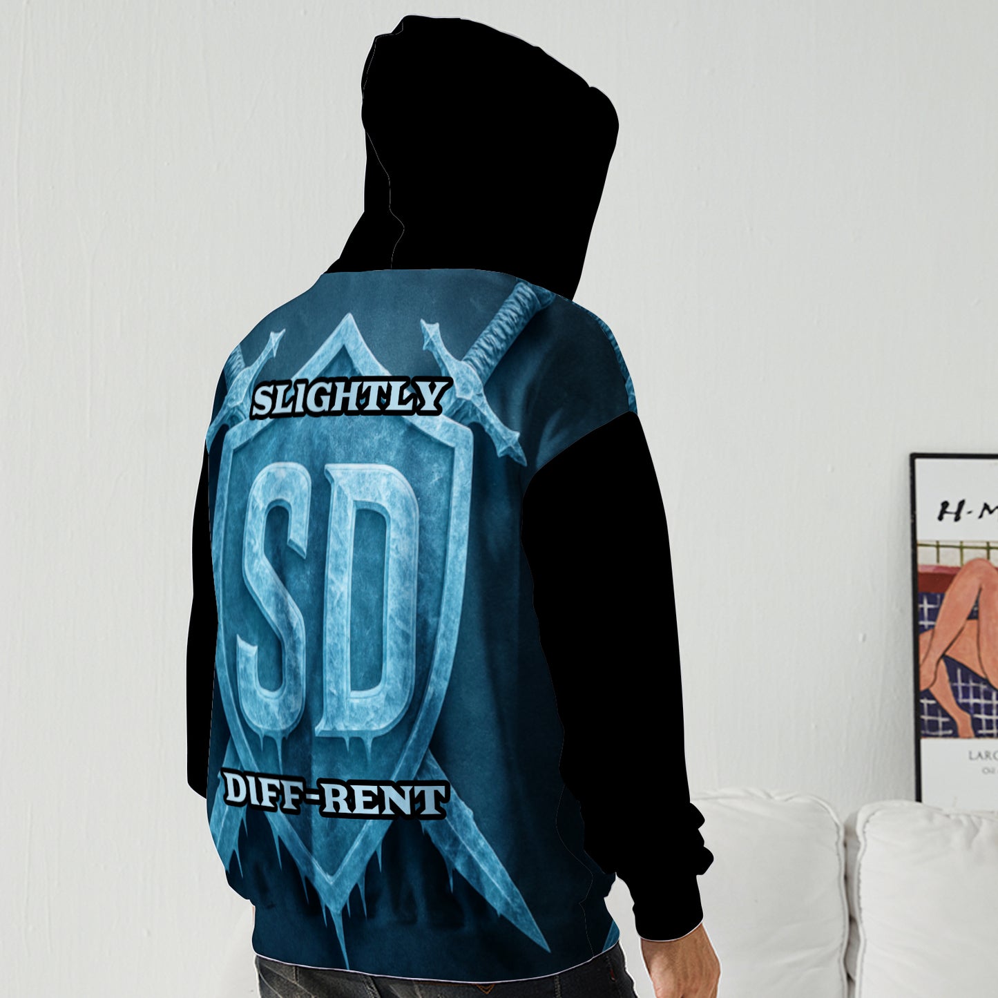 Slightly Diff-rent Blue Glacier Hoodie (Black)