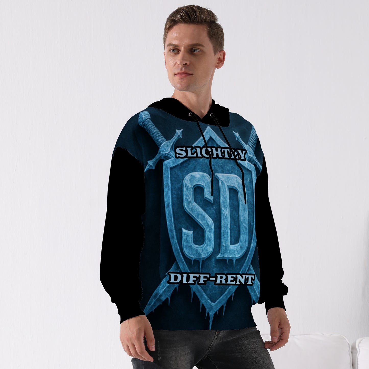Slightly Diff-rent Blue Glacier Hoodie (Black)