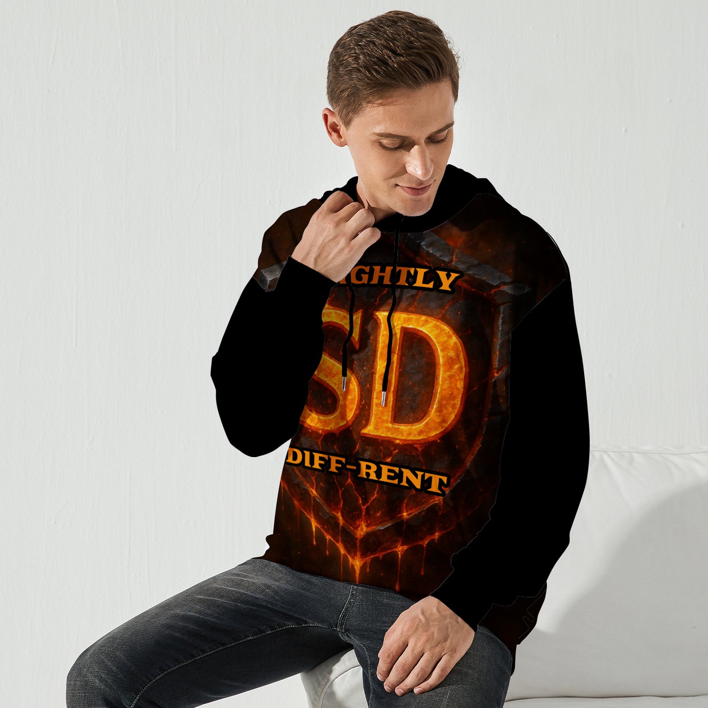 Slightly Diff-rent Earthquake Shield Hoodie (Black)