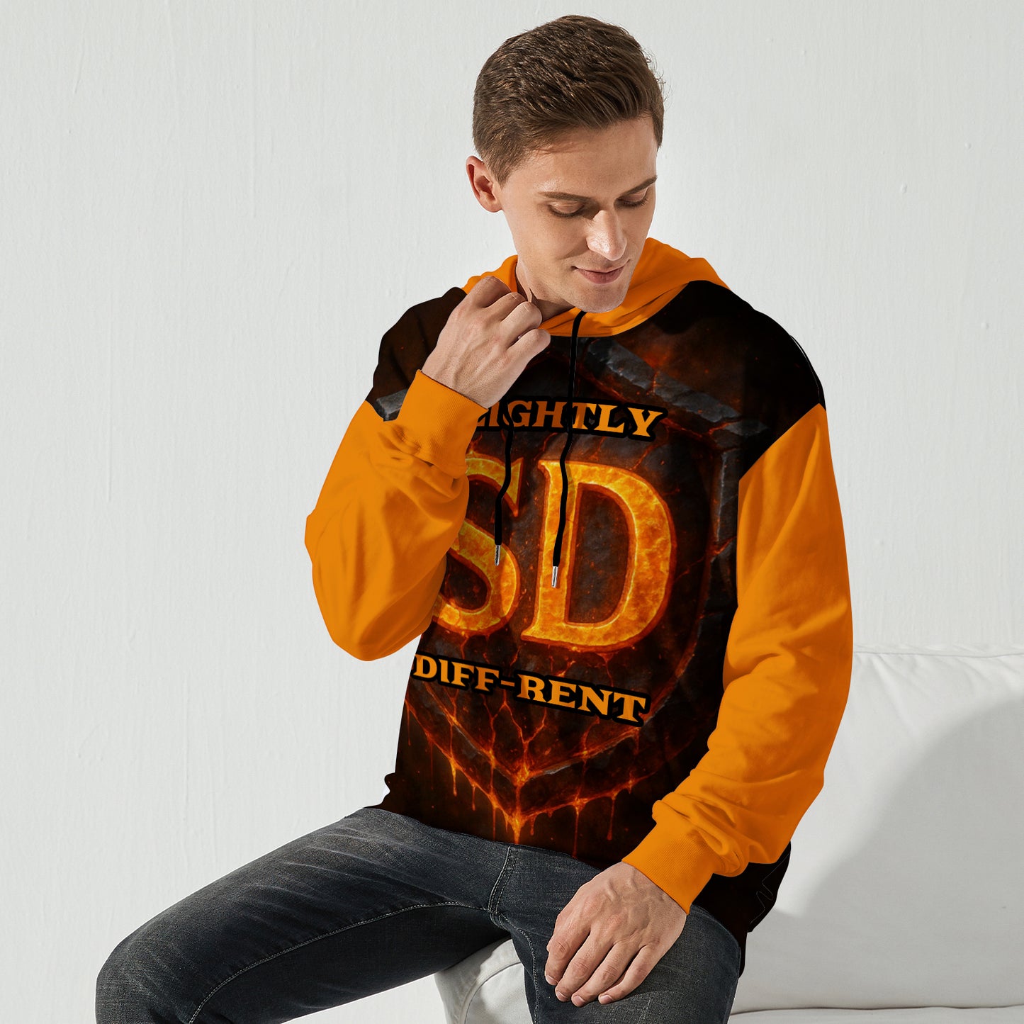 Slightly Diff-rent Earthquake Shield Hoodie (Orange)