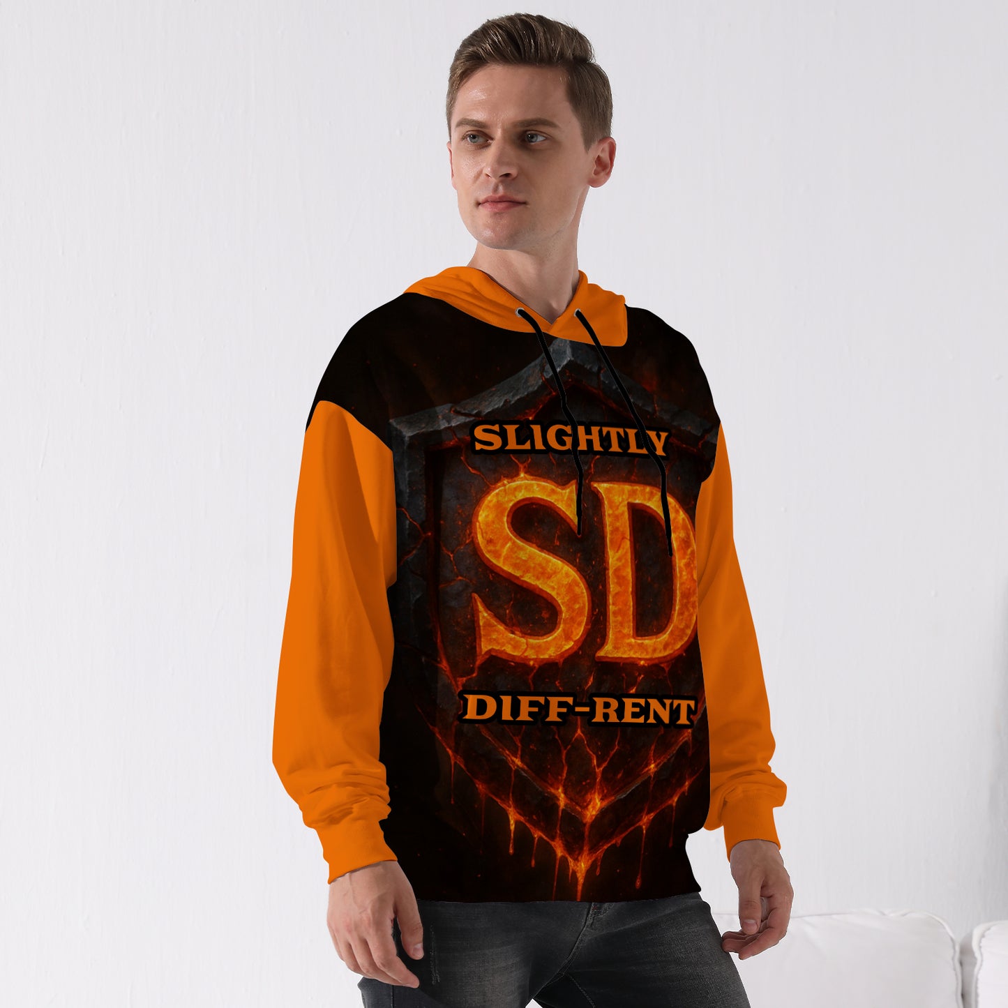 Slightly Diff-rent Earthquake Shield Hoodie (Orange)