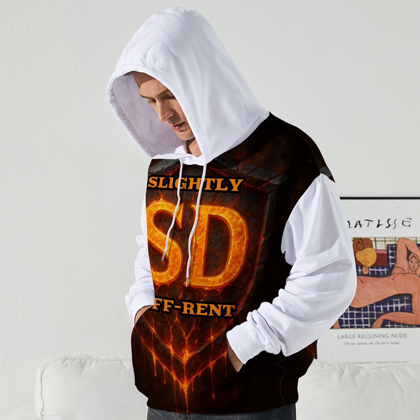 Slightly Diff-rent Earthquake Shield Hoodie (White)