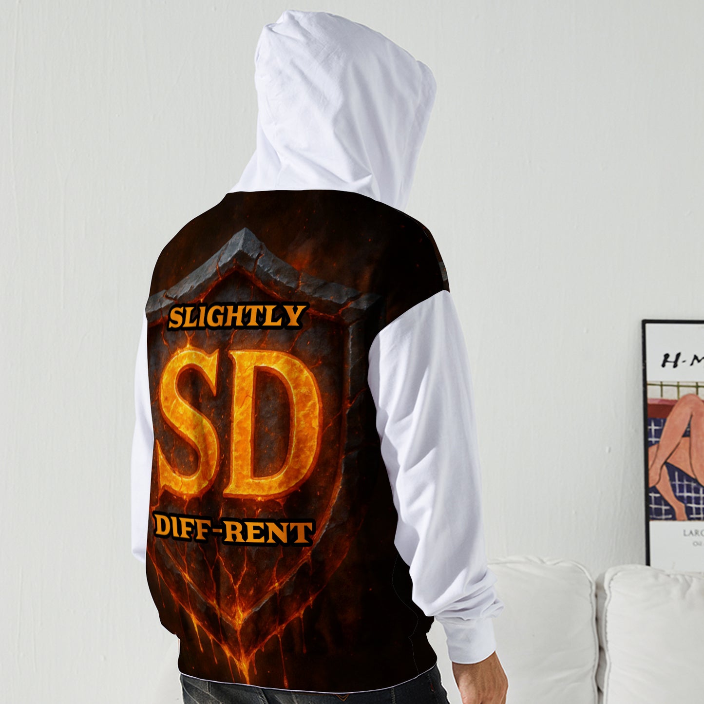 Slightly Diff-rent Earthquake Shield Hoodie (White)