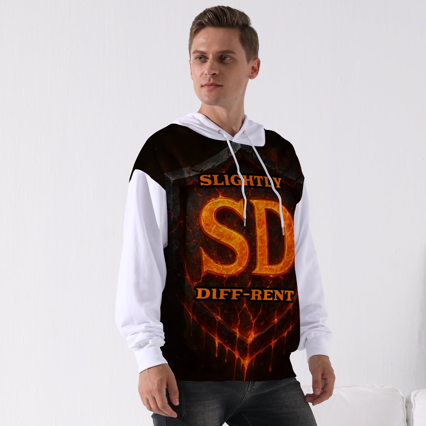 Slightly Diff-rent Earthquake Shield Hoodie (White)