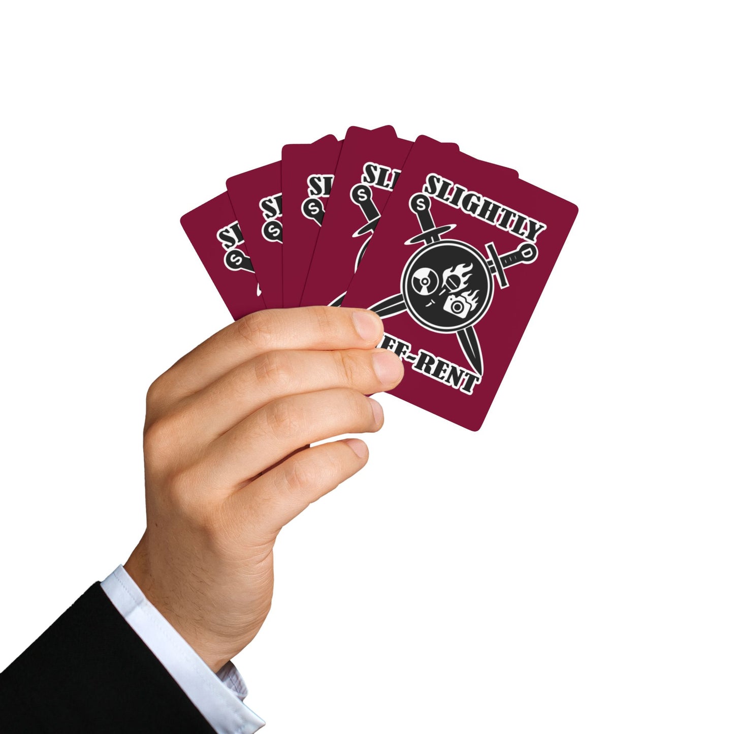 Slightly Diff-Rent Burgundy Poker Playing Cards Set
