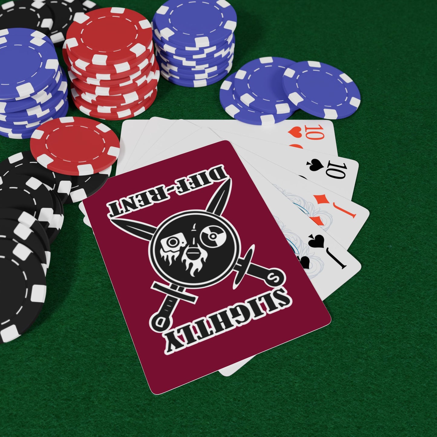 Slightly Diff-Rent Burgundy Poker Playing Cards Set