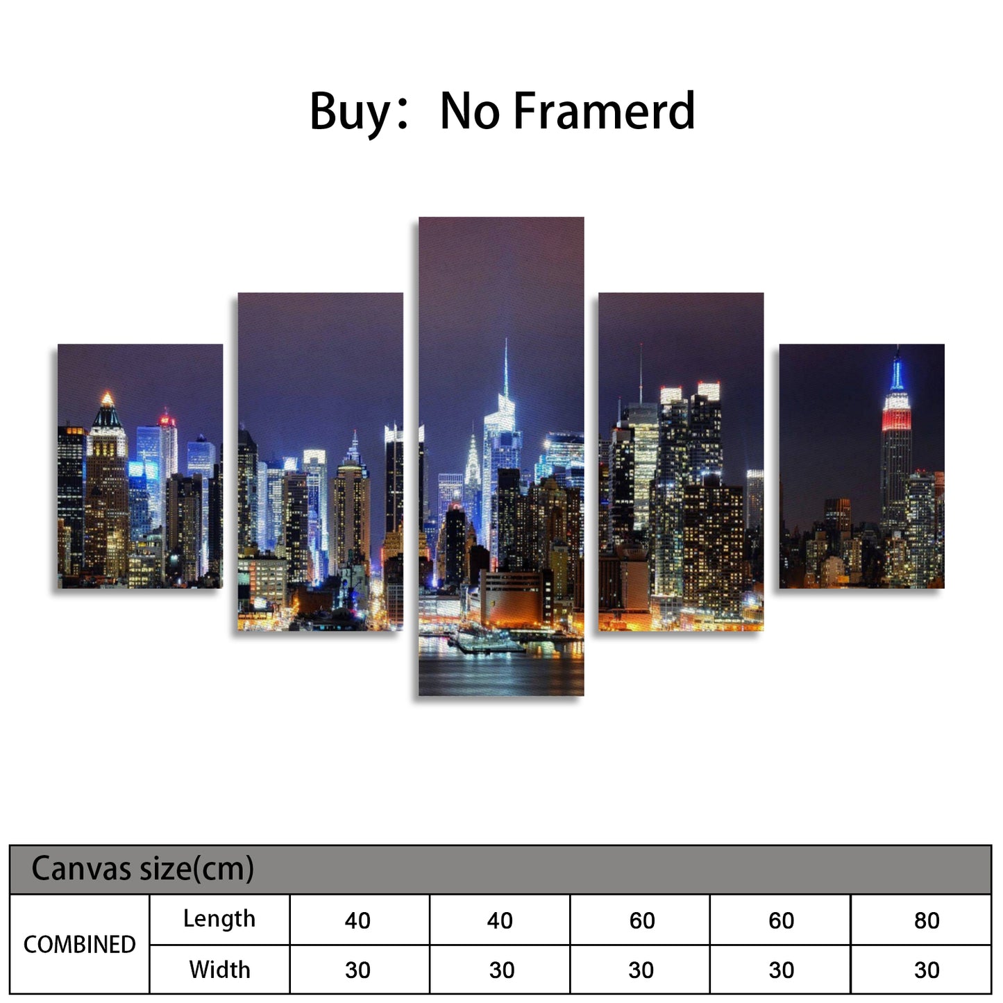 City Lights Canvas Wall Art (No Frame) 5-Pieces