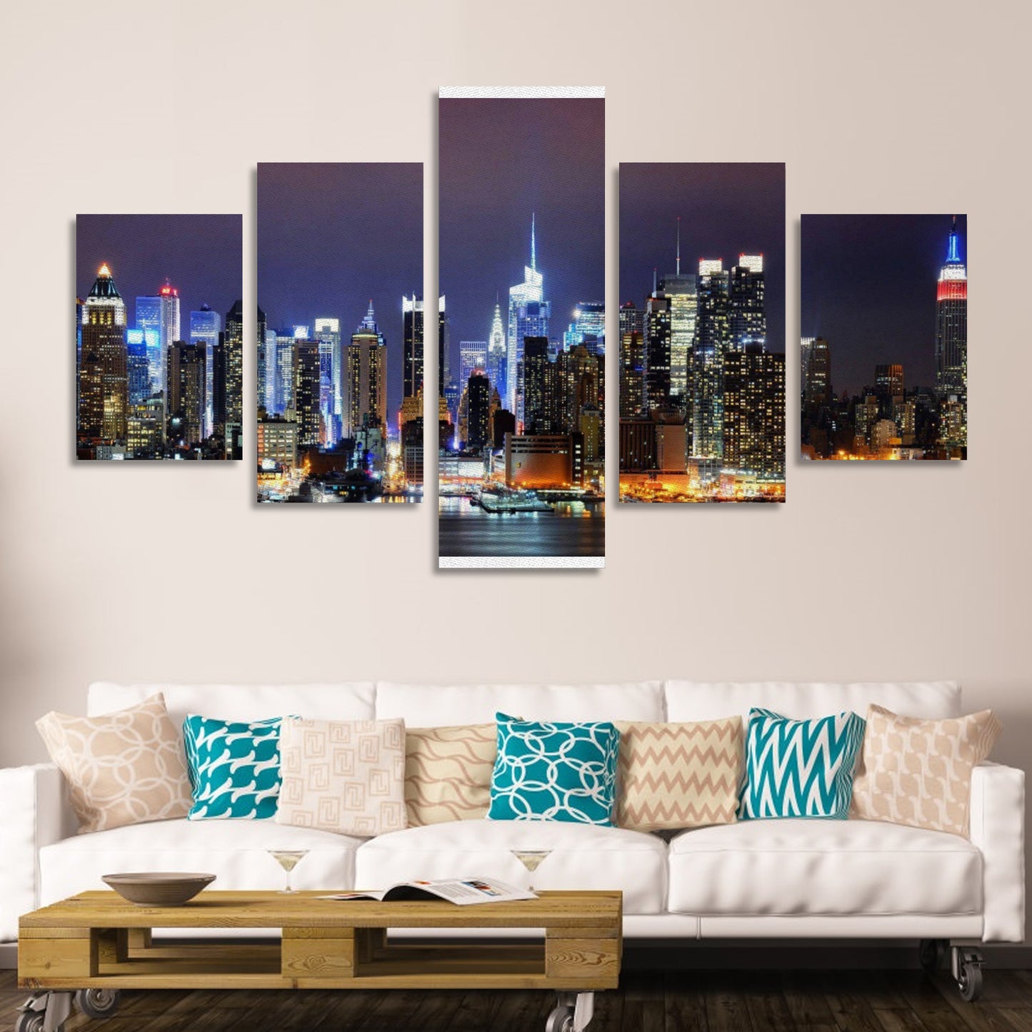 City Lights Canvas Wall Art (No Frame) 5-Pieces