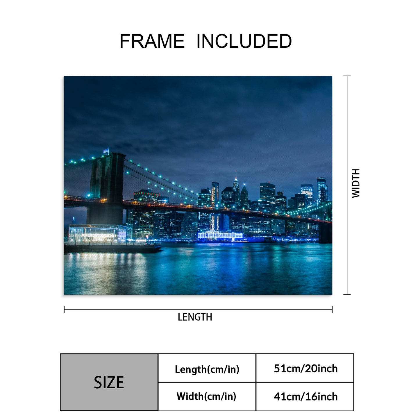 Frame Canvas Print - City of New York - 20"x16" (Made in USA) - Ships to the USA only