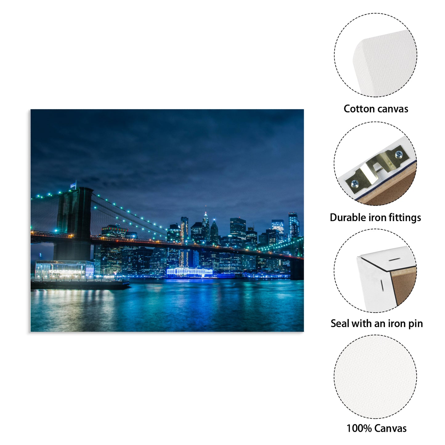 Frame Canvas Print - City of New York - 20"x16" (Made in USA) - Ships to the USA only