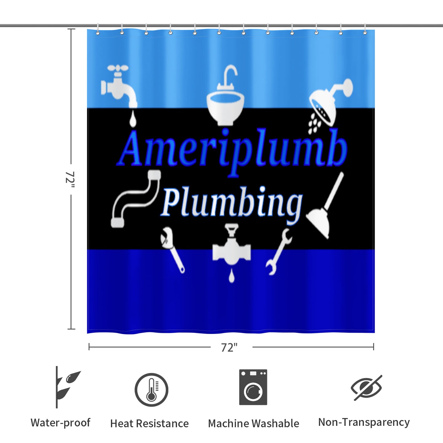 Ameriplumb Plumbing Shower Curtain 72"x72"