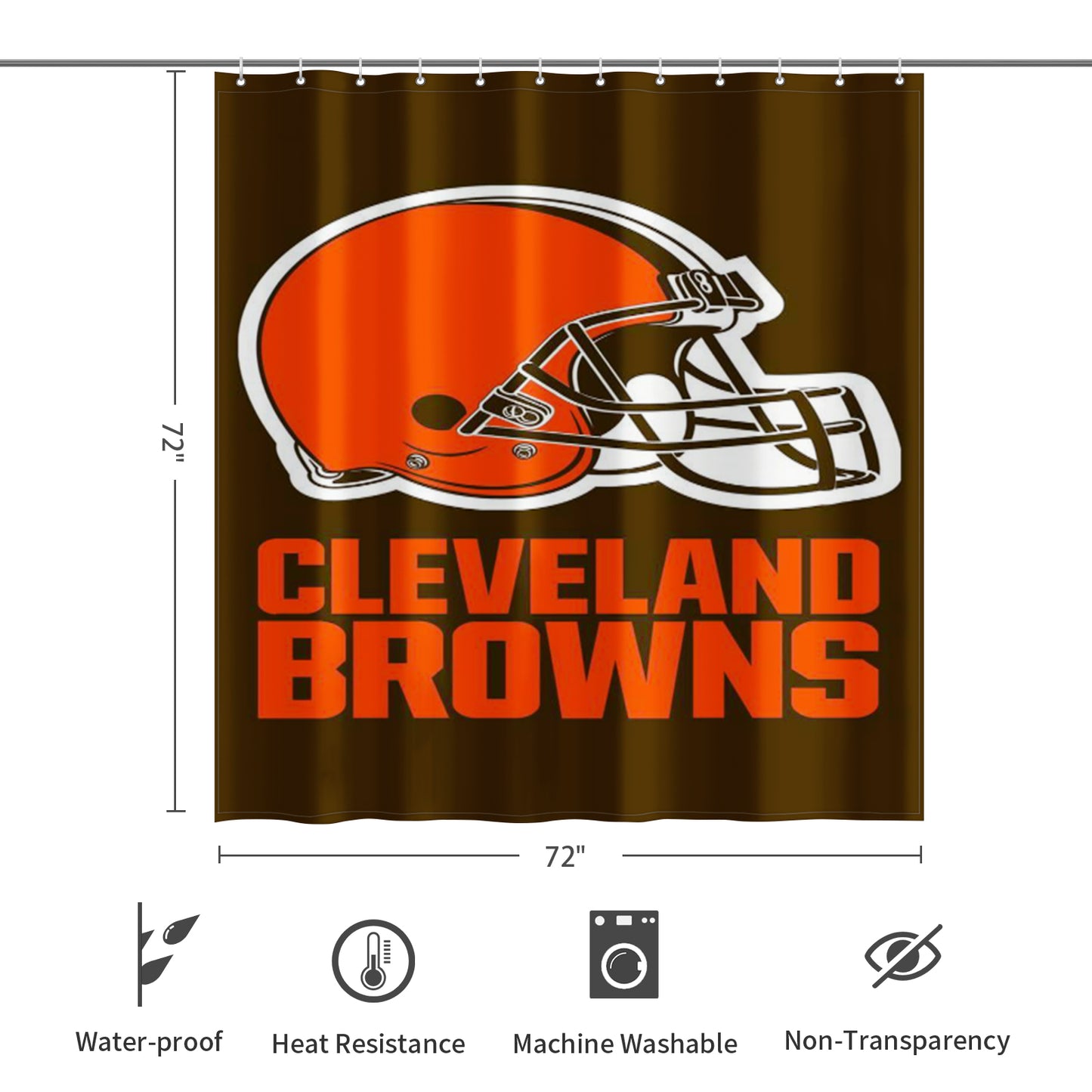 Browns Helmet Inspired Shower Curtain 72"x72"