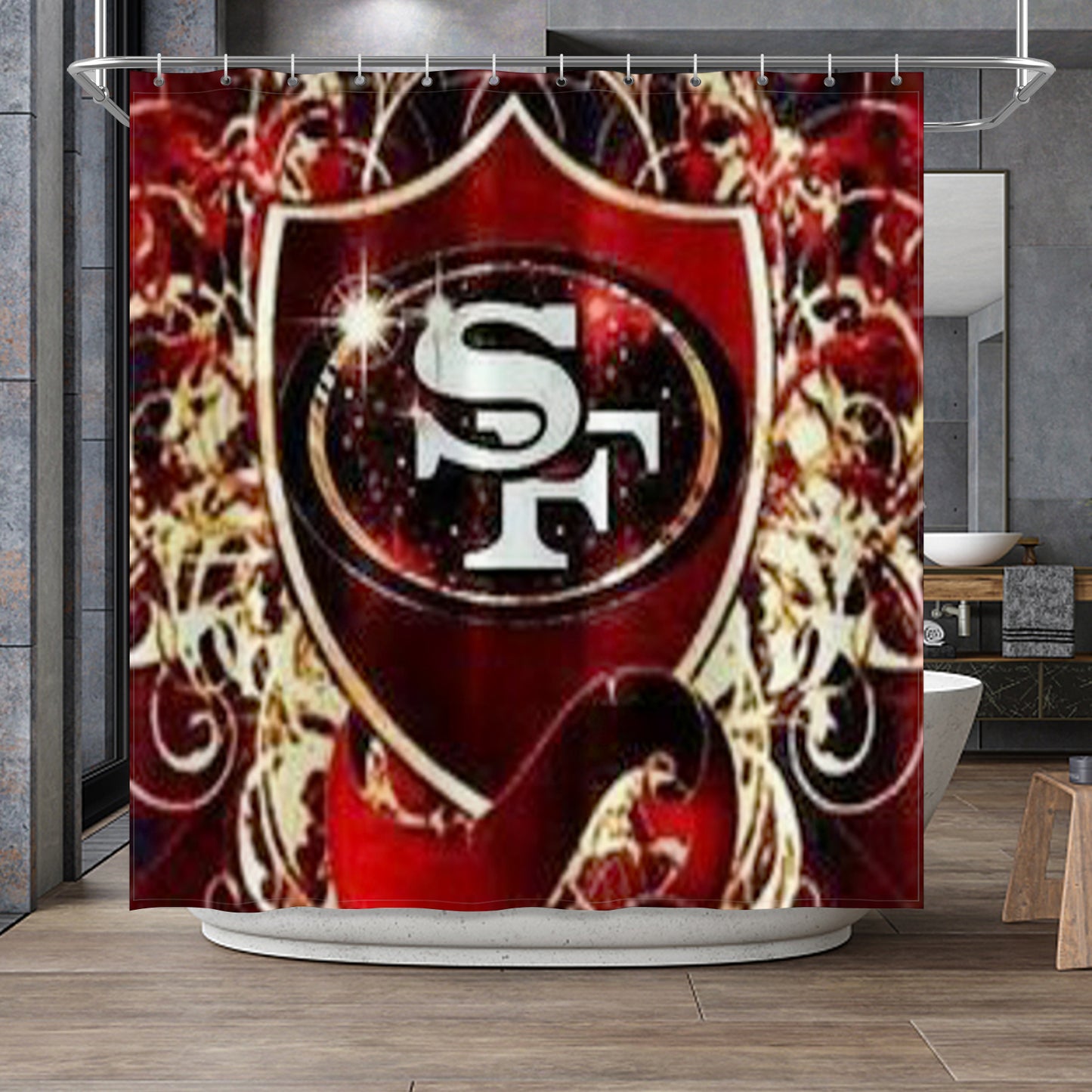 49ers Inspired Shower Curtain 72"x72"