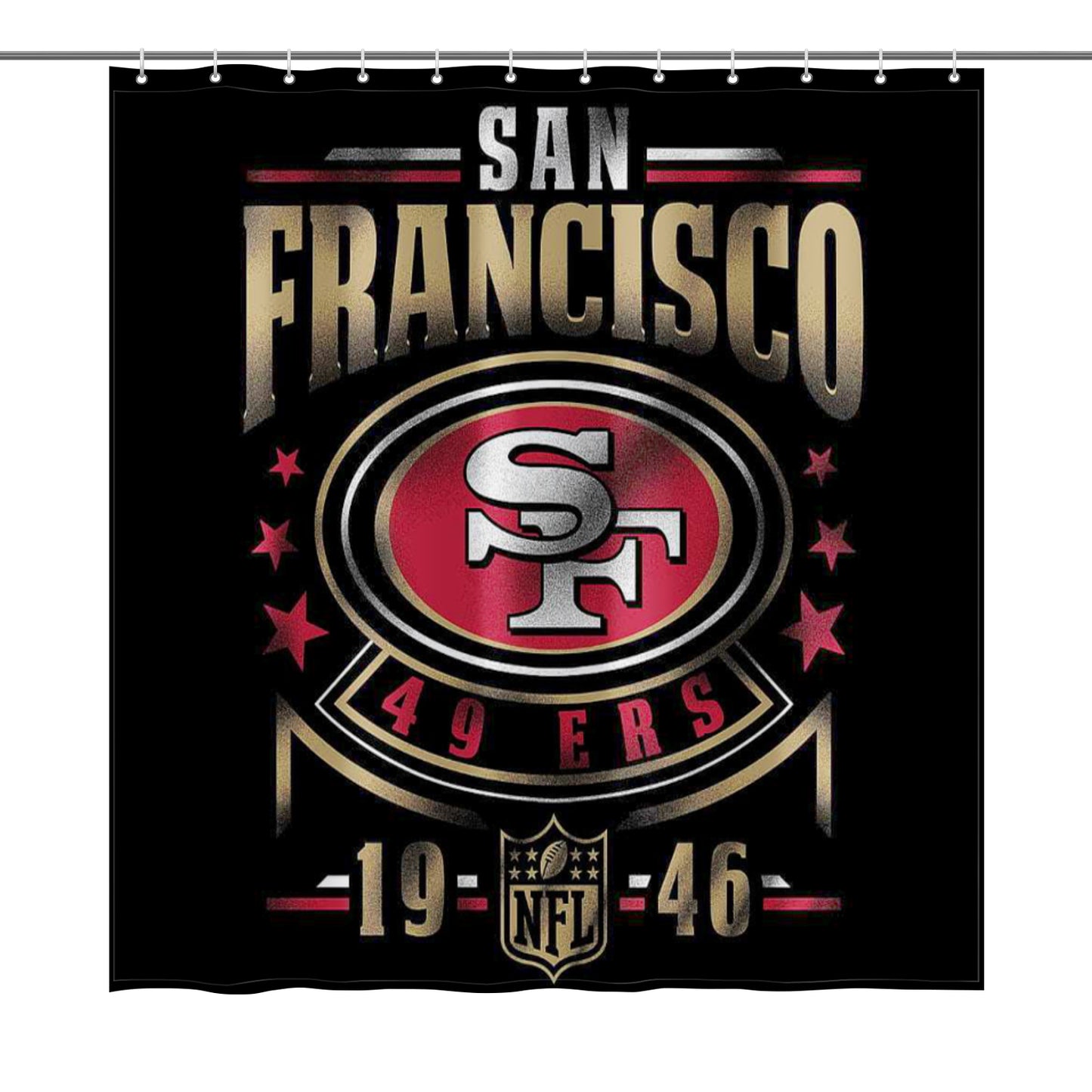 49ers Fan Inspired Shower Curtain 72"x72"