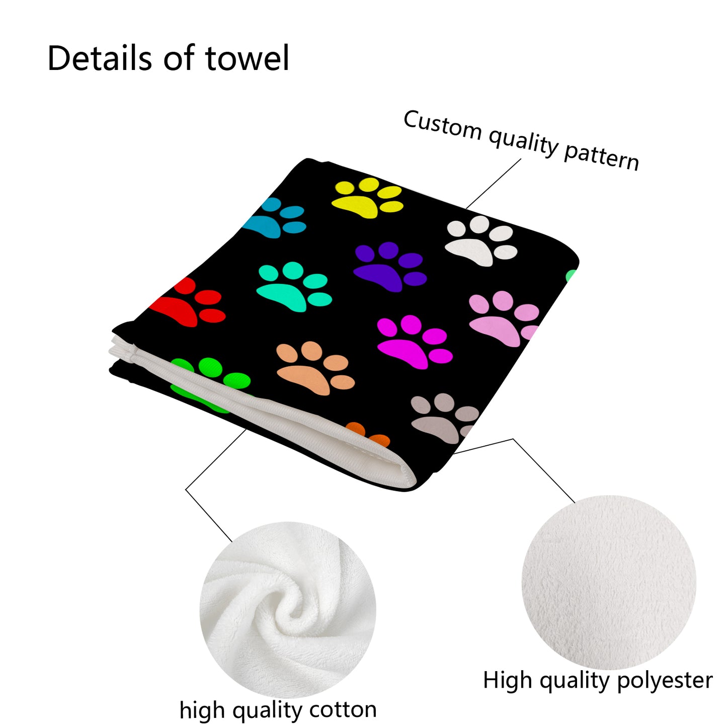 Colorful Dog Paws Custom Towel 16"x28"