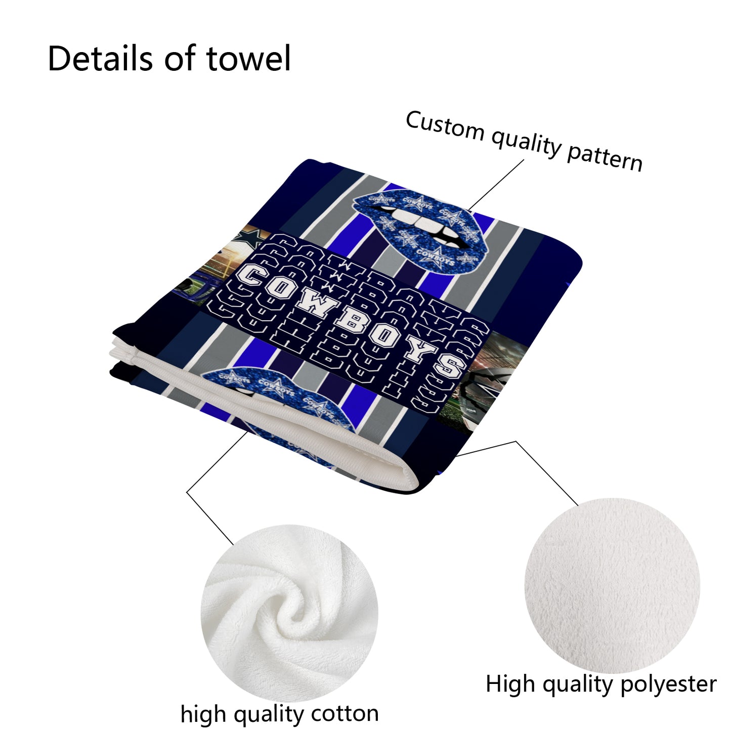 Cowboys Inspired Custom Towel 16"x28"