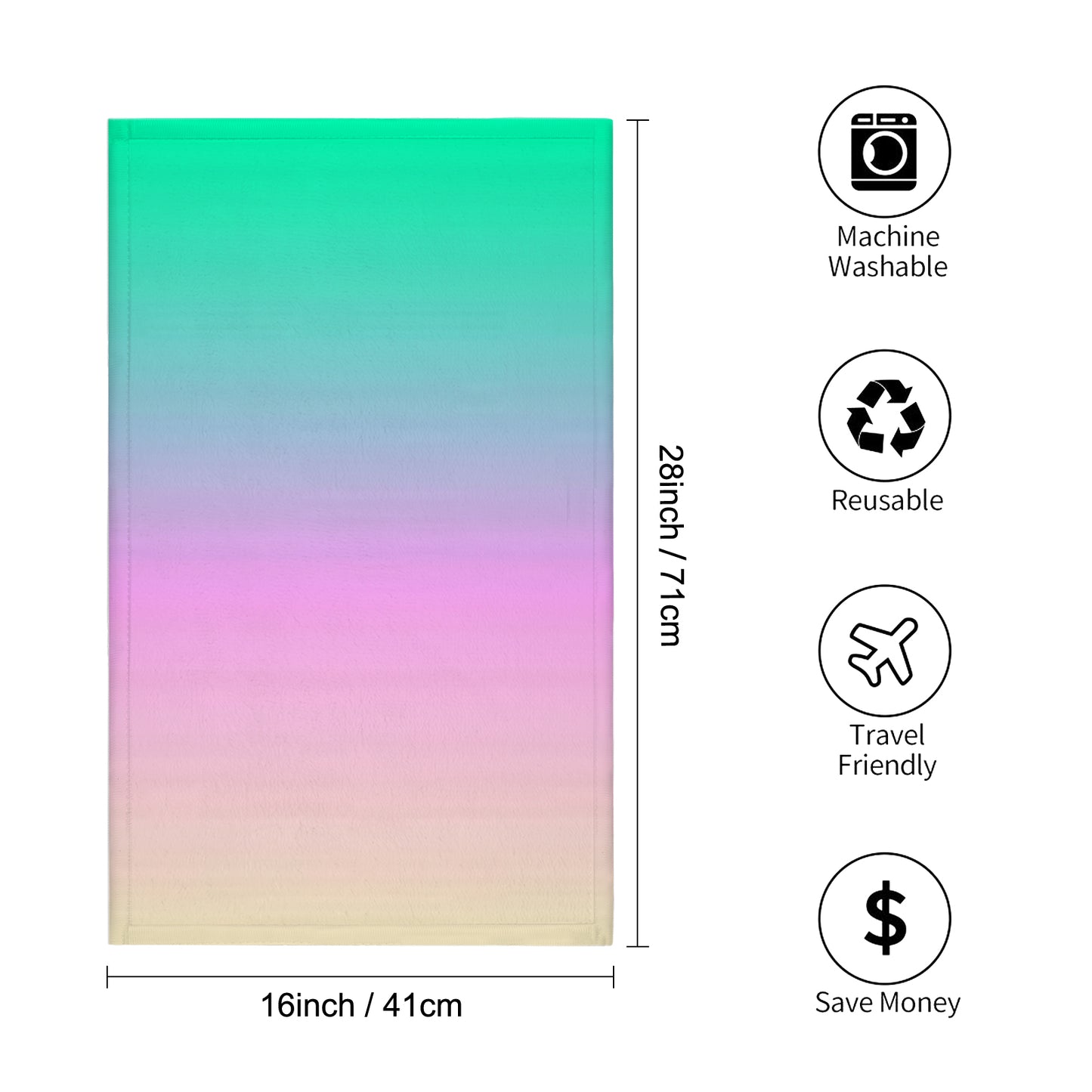 Pastel Gradient Custom Towel 16"x28"