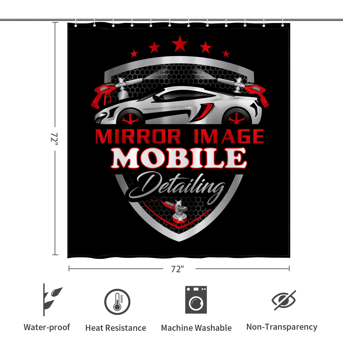 Mirror Image Mobile Detailing Shower Curtain 72"x72"