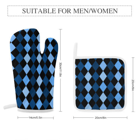 Blue Frenzy Oven Mitts and Pot Holders (Set Of 4)