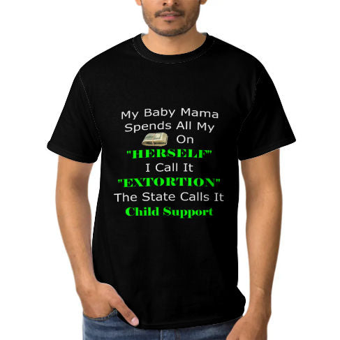 Child Support Adult full width printed T-Shirt (Black)
