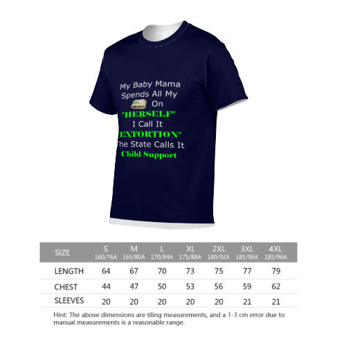 Child Support Adult full width printed T-Shirt (Blue)