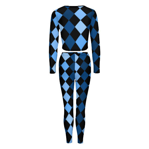Blue Frenzy V-neck Sweatshirt Suit