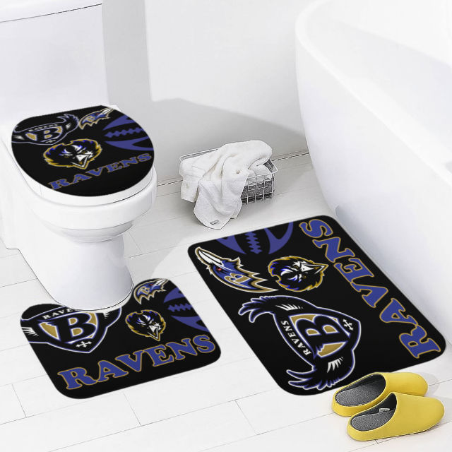 Ravens Inspired (black) Bathroom Floor 3-Piece Rug Set