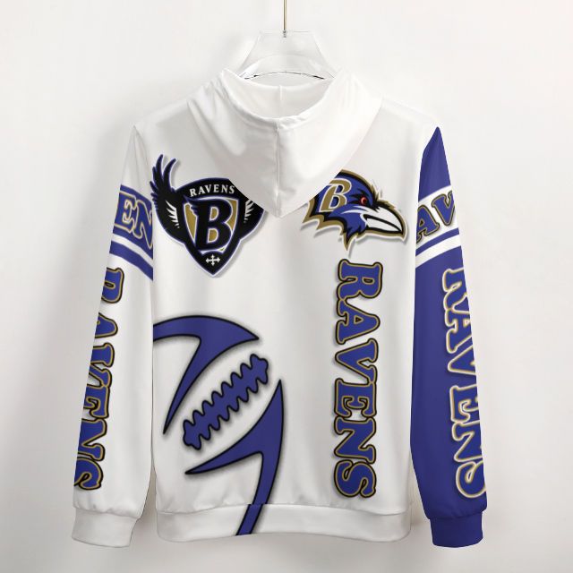 Ravens Inspired (white) Zippered Hoodie