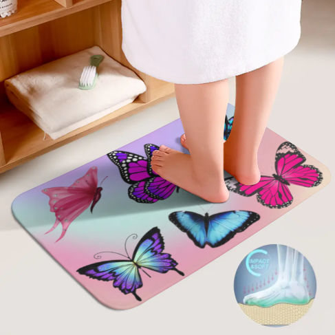 Butterflying Bathroom Floor 3-Piece Rug Set