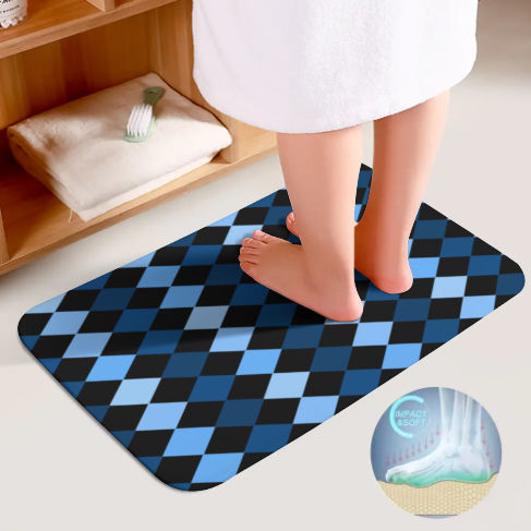 Blue Frenzy Bathroom Floor 3-Piece Rug Set