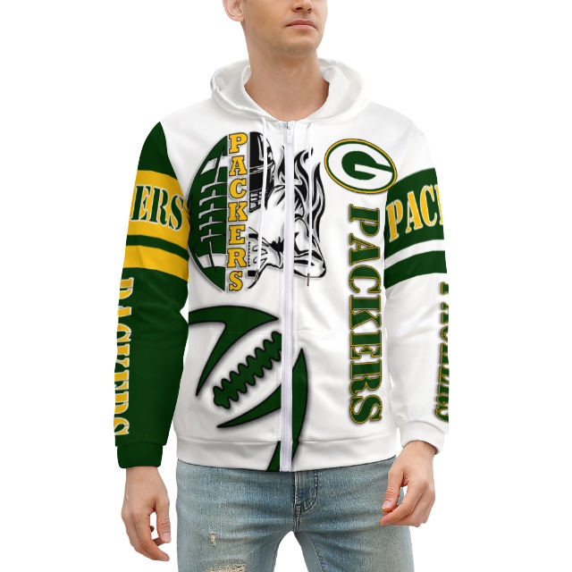 Packers Inspired Zippered Hooded Sweater