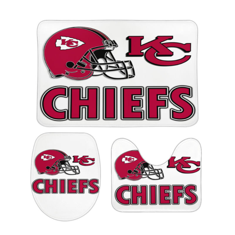 Chiefs Inspired Bathroom Floor 3-Piece Rug Set