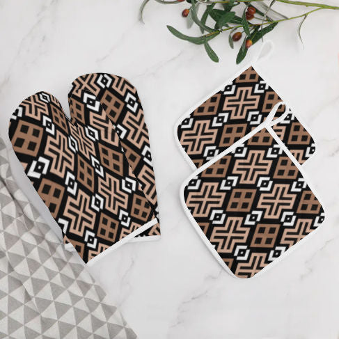 Mocha Loca Oven Mitts and Pot Holders (Set Of 4)