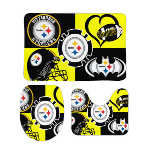 Steelers Collage Inspired Bathroom Floor 3-Piece Rug Set