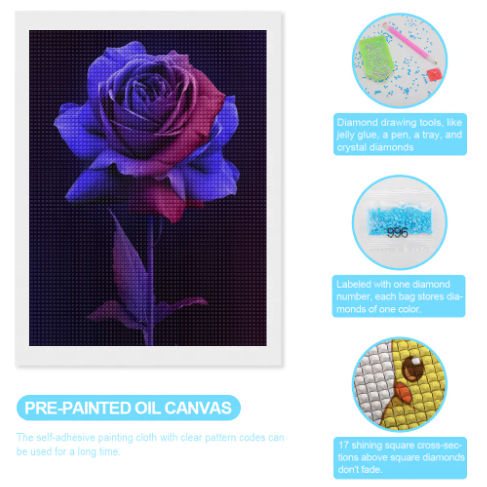 Blushing Flower Square Diamond Painting Canvas