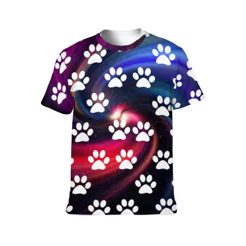 Galaxy Dog Print Short Sleeve Jersey T-Shirt
