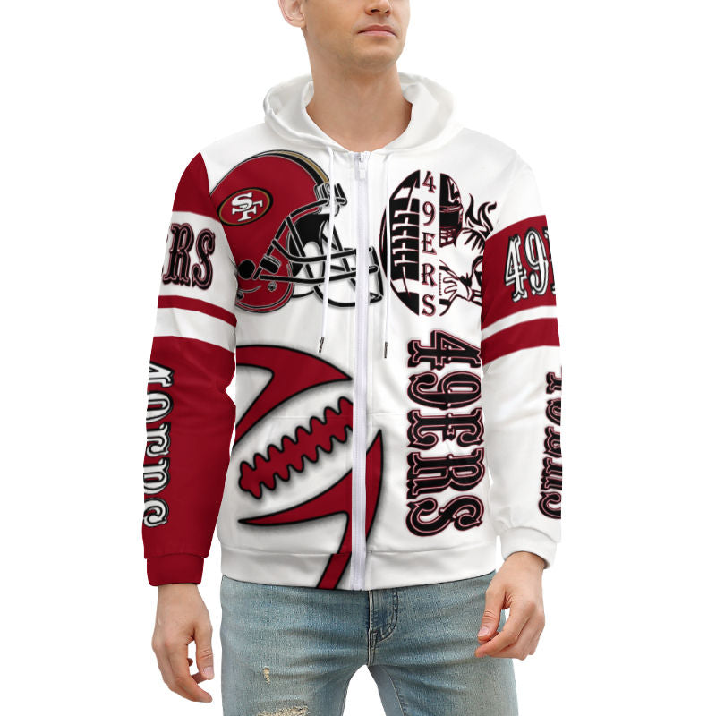 49ers Inspired Zippered Hoodie