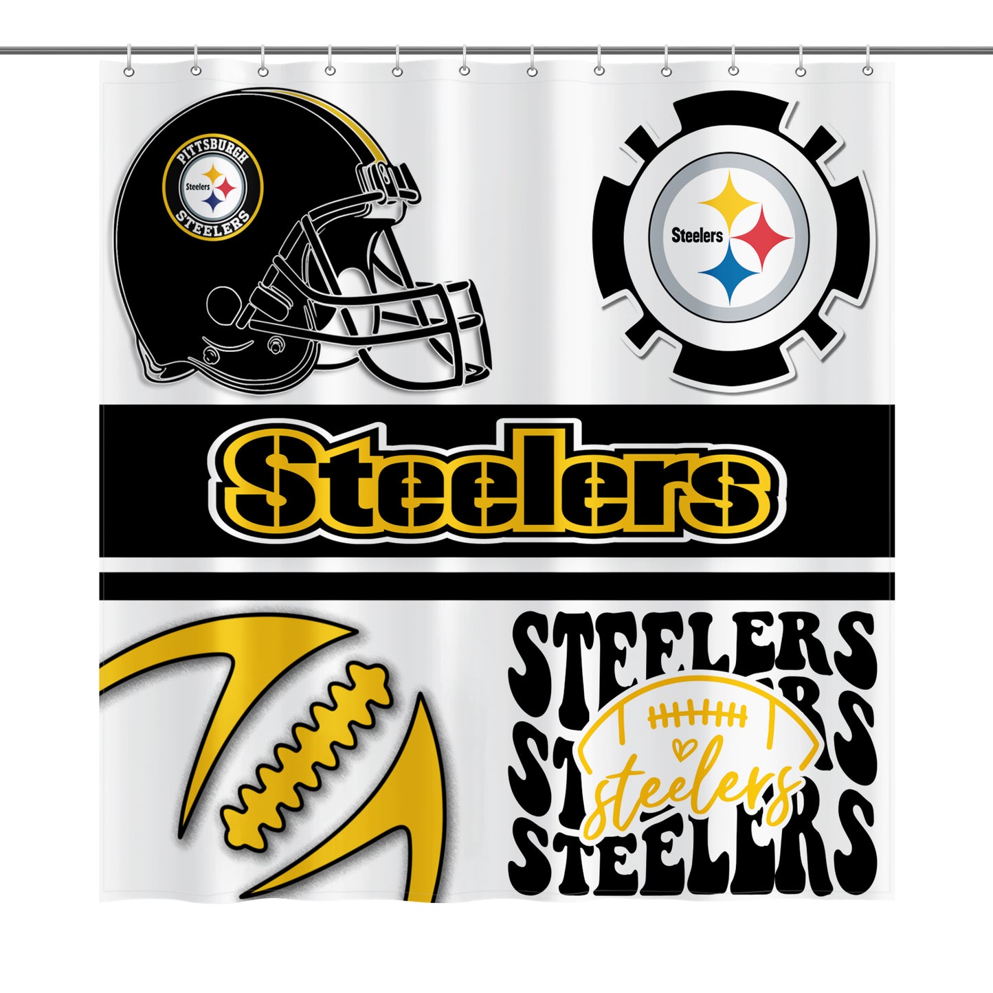 Steelers Inspired Shower Curtain 72"x72"