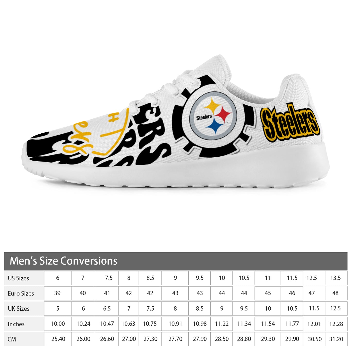 Steelers Inspired Men's Athletic Shoes