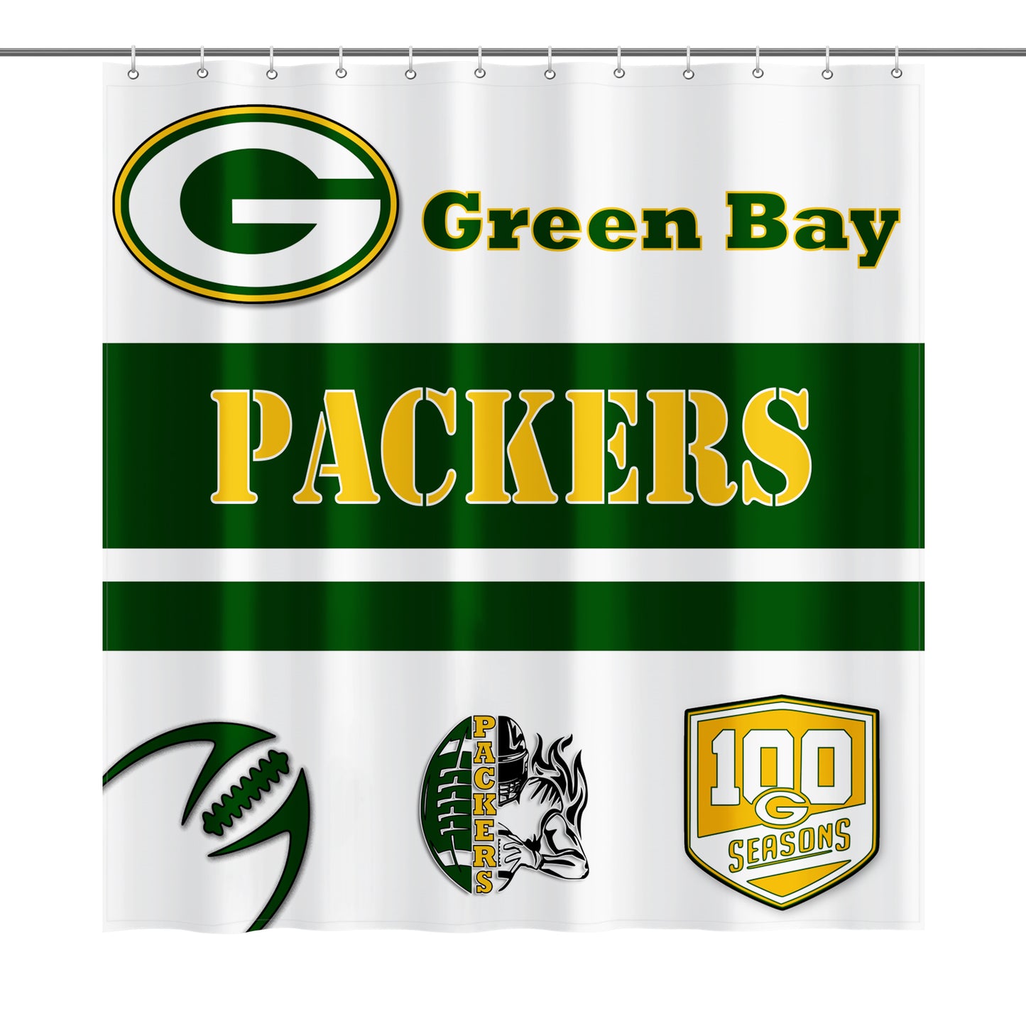 Packers Inspired Shower Curtain 72"x72"