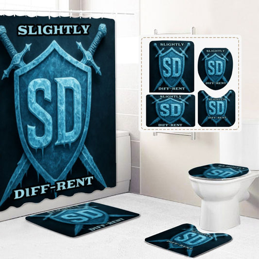 Slightly Diff-rent Blue Glacier Four-piece Shower Curtain Set