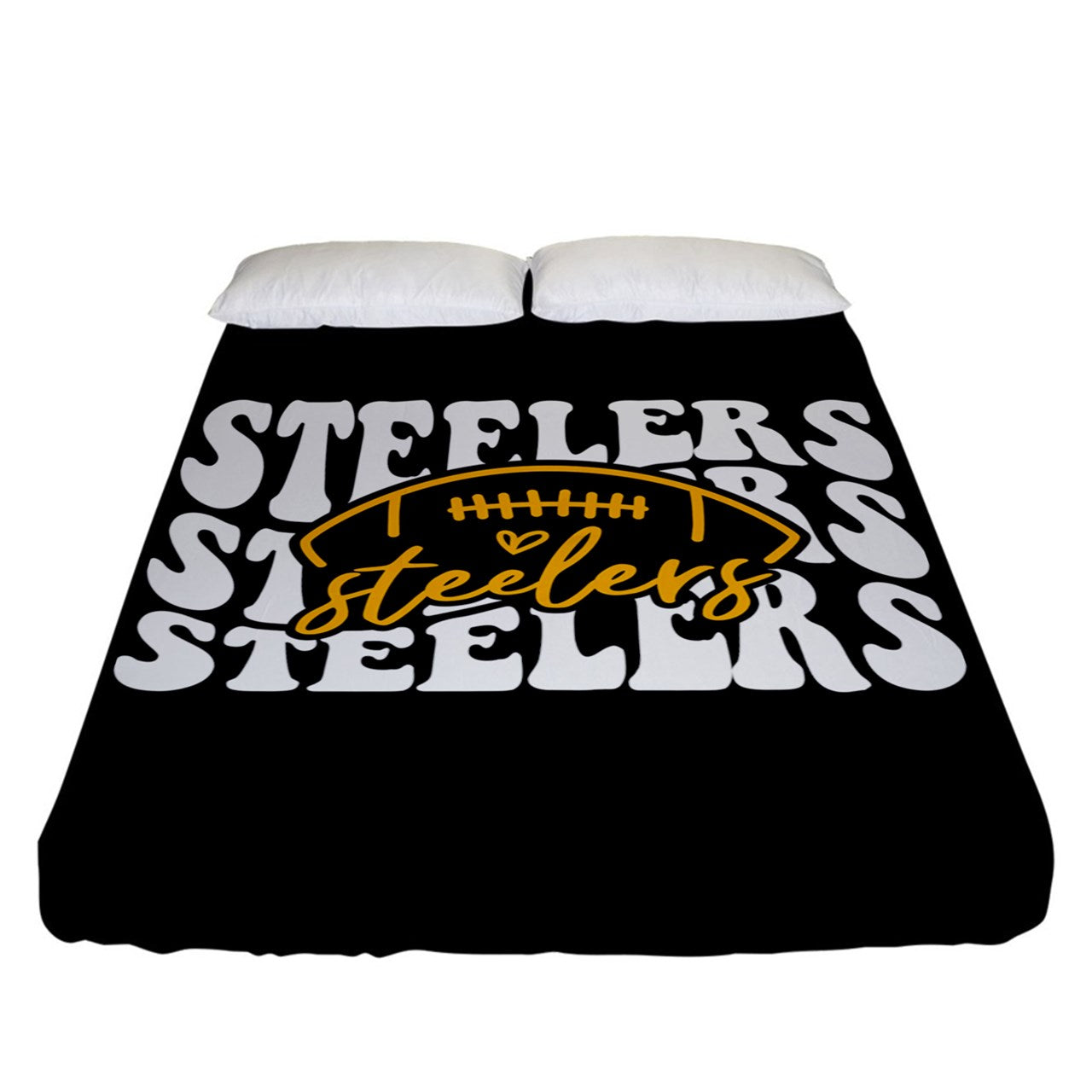 Steelers Inspired Black and White Fitted Sheet (King Size)