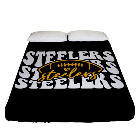 Steelers Inspired Black and White Fitted Sheet (King Size)