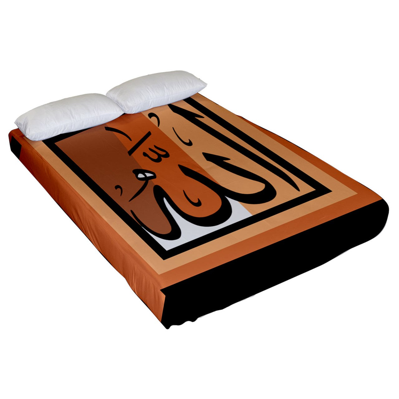 Allah In Arabic Script (Tan and Black) Fitted Sheet (Queen Size)